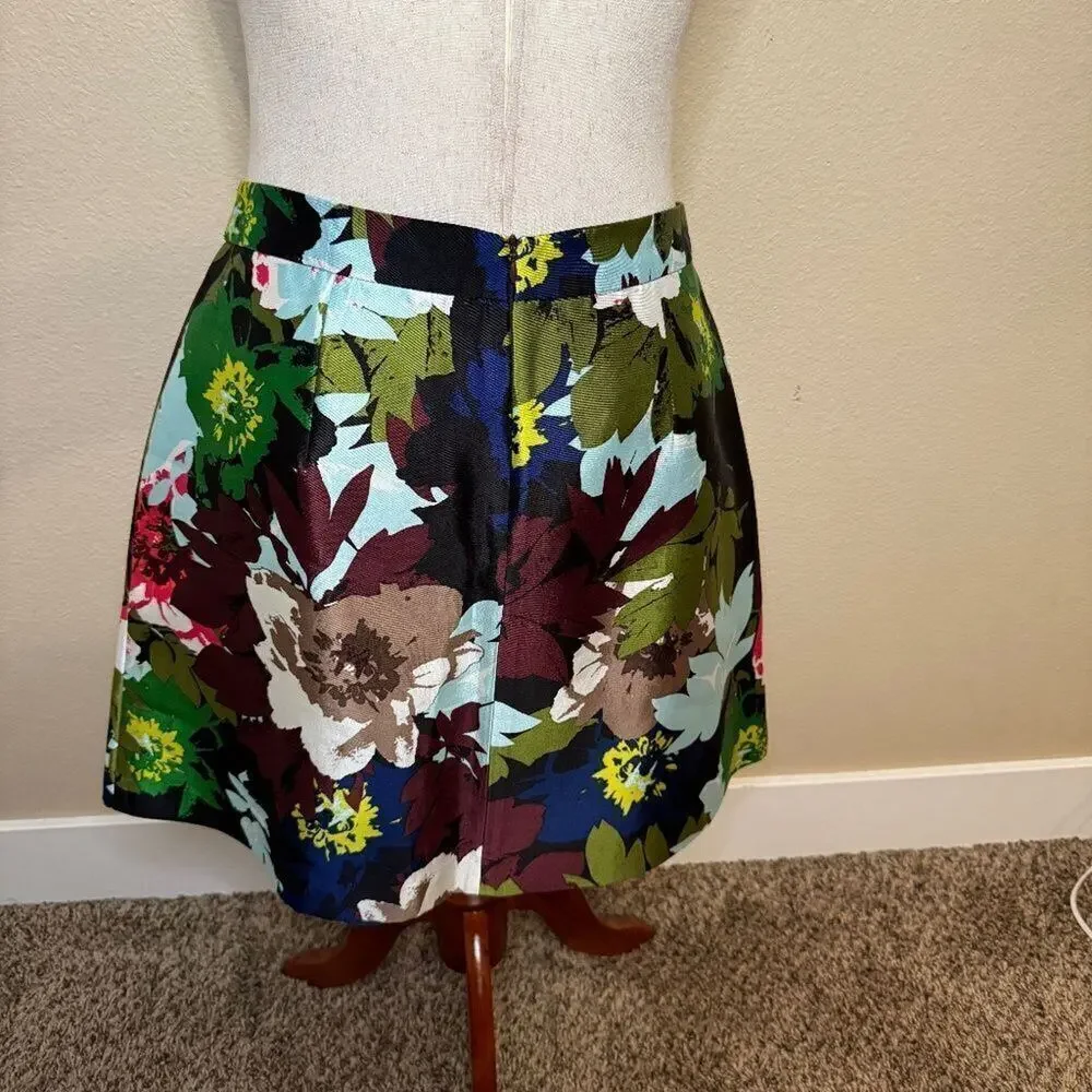 Trina Turk skirt floral watercolor pleated  20th Holiday 2015 collection Sz 12